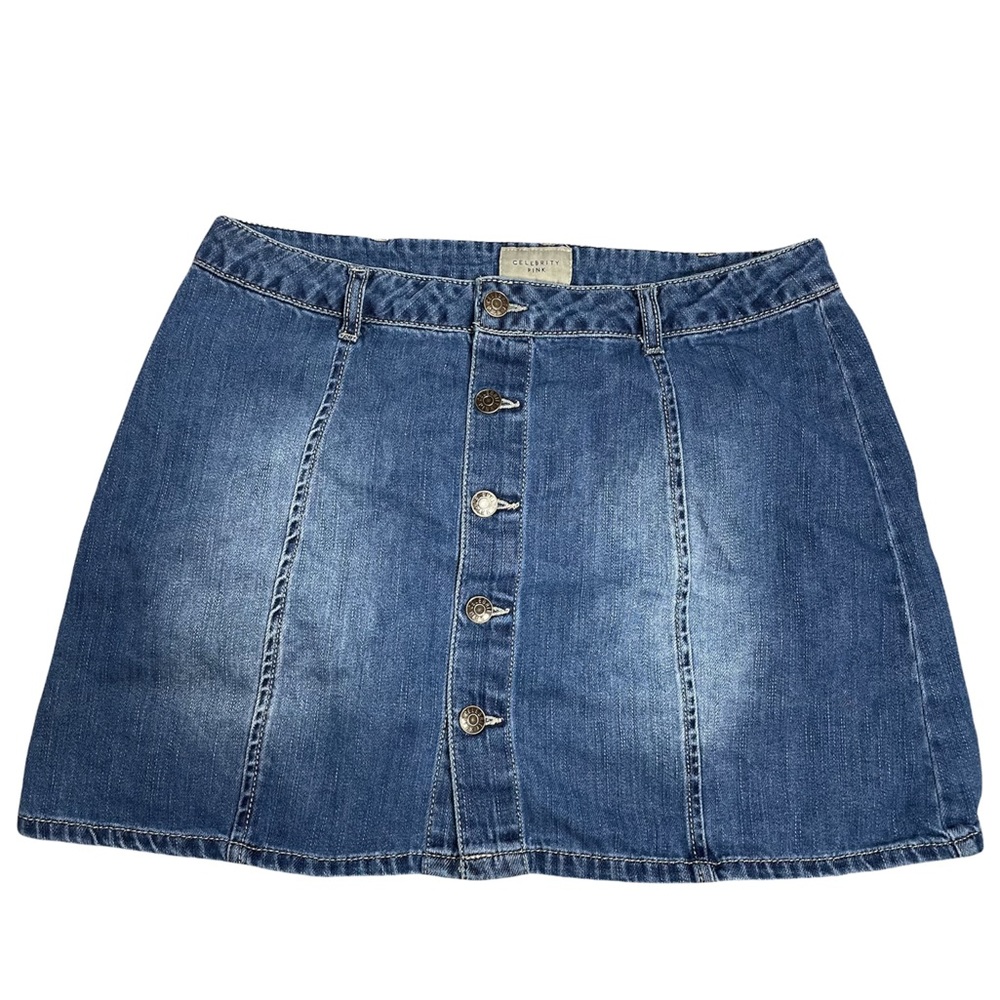Celebrity Pink Button Denim Mini Skirt Size 11